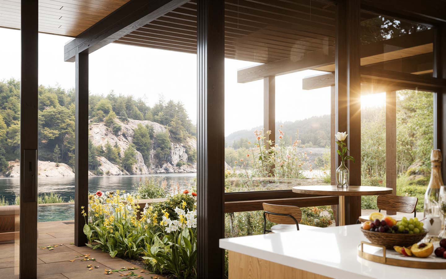 indoor outdoor lake living