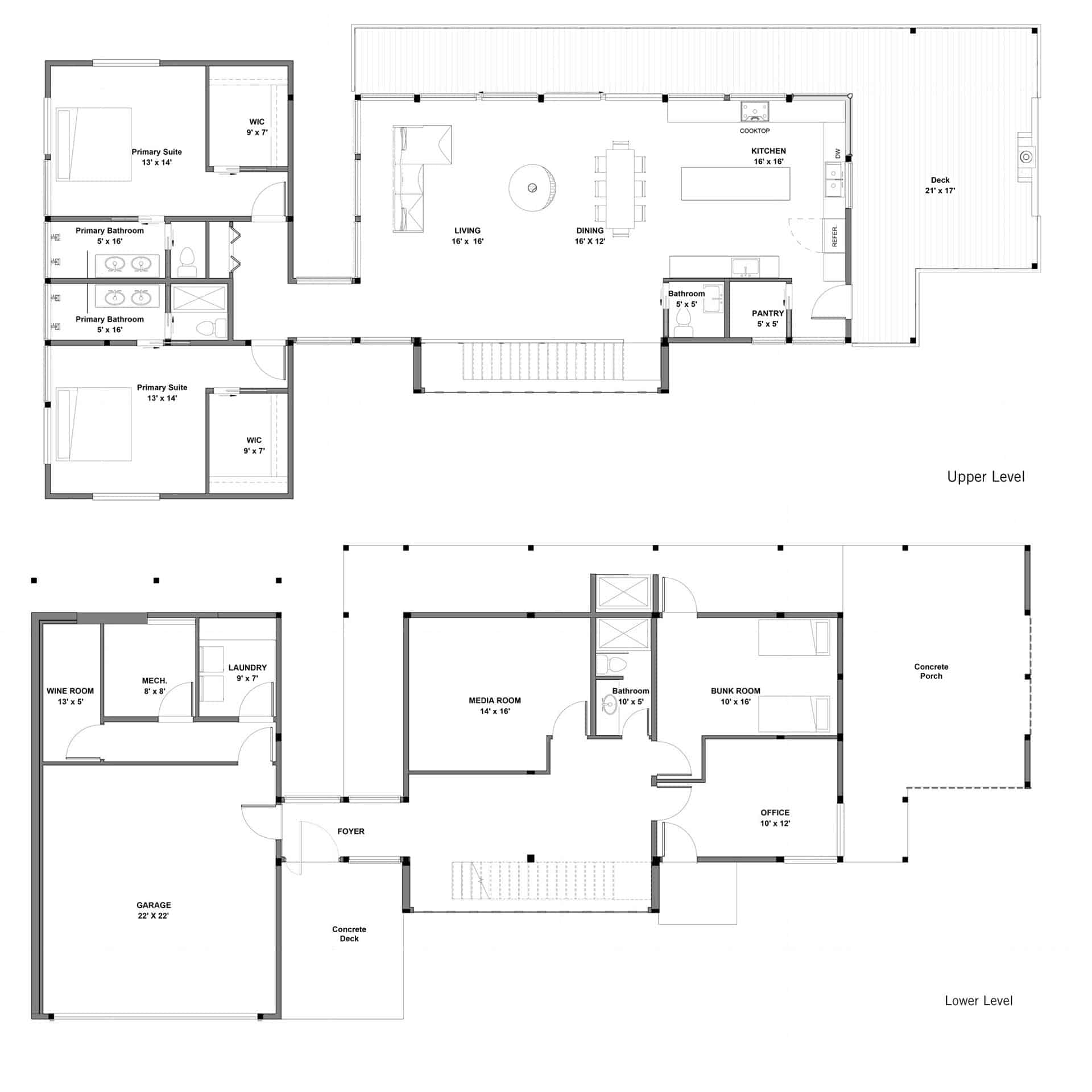 modern post beam lake house floor to ceiling windows floor plan
